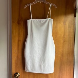 White square neck strappy mini dress